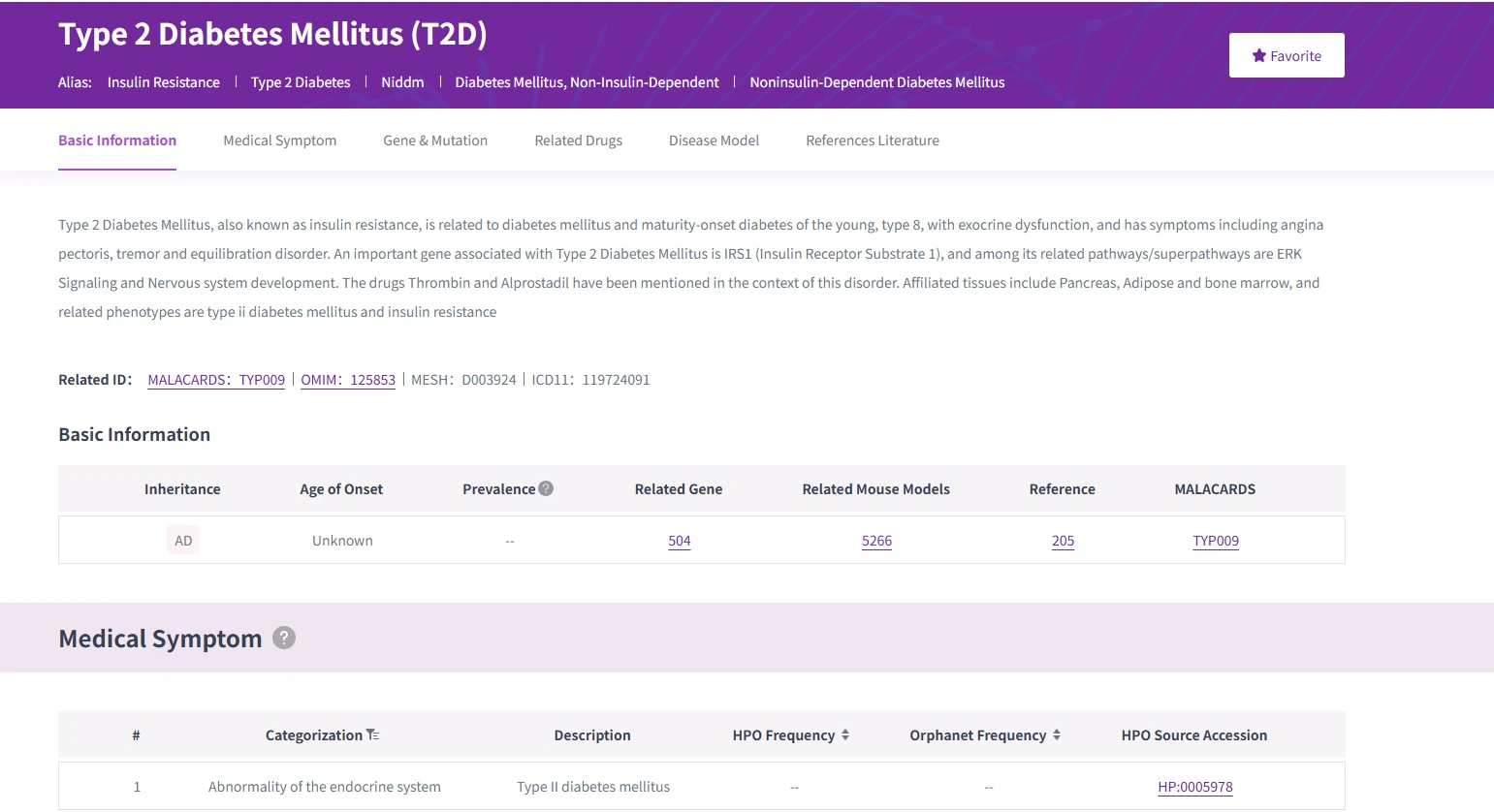 RDDC T2DM disease page screenshot