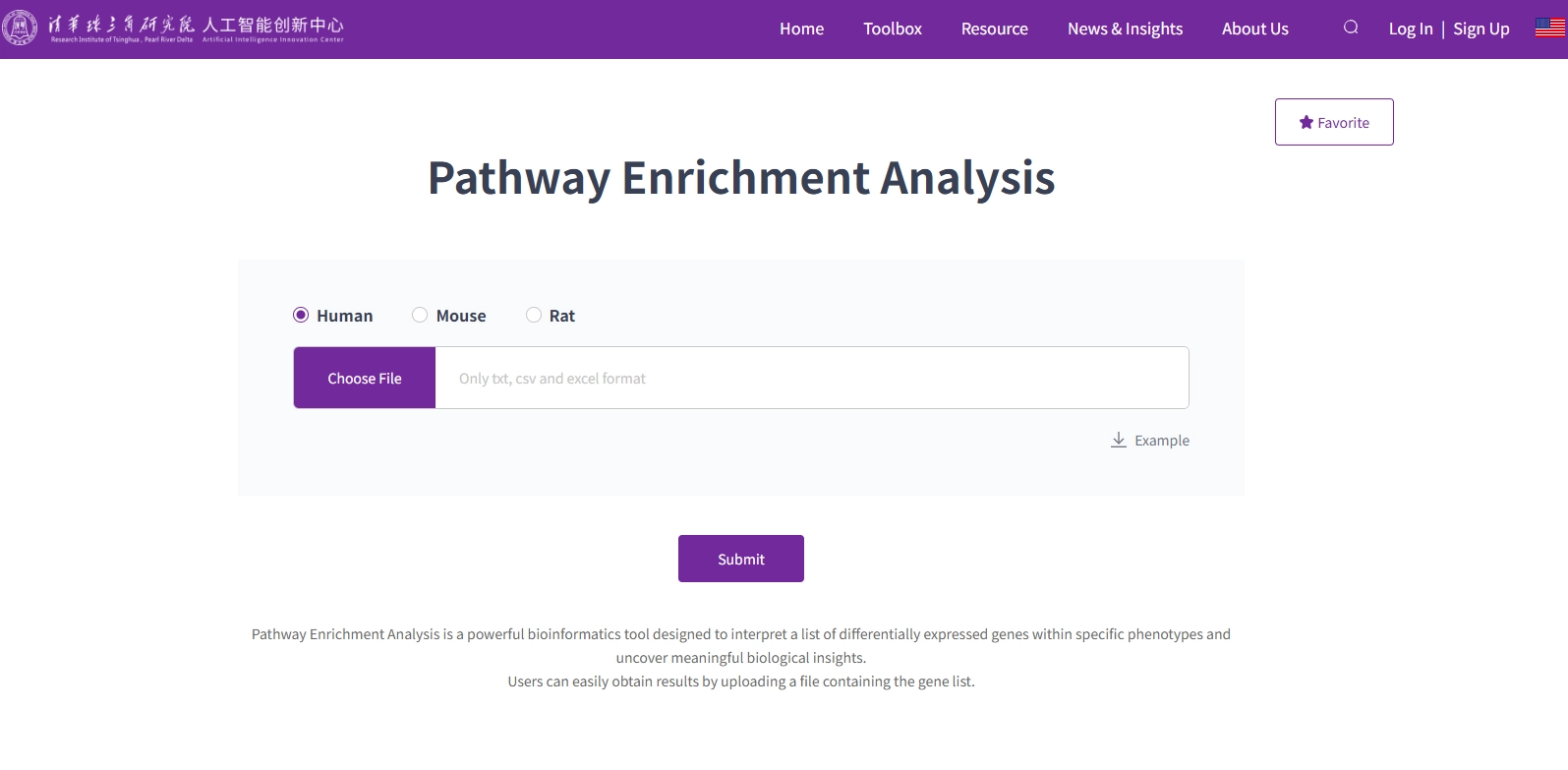 RDDC pathway enrichment tool screenshot