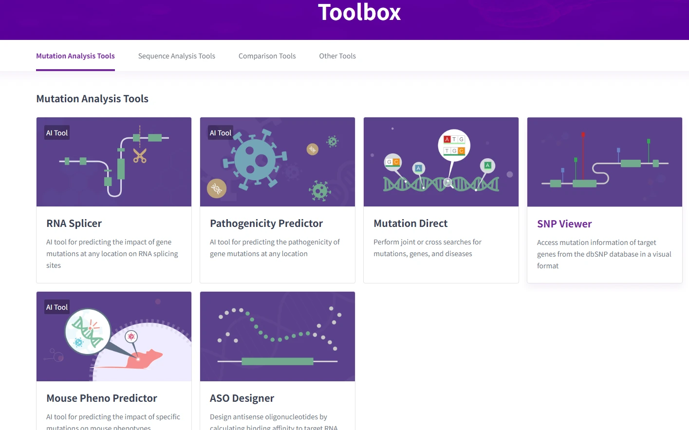 RDDC AI bioinformatics tools list screenshot